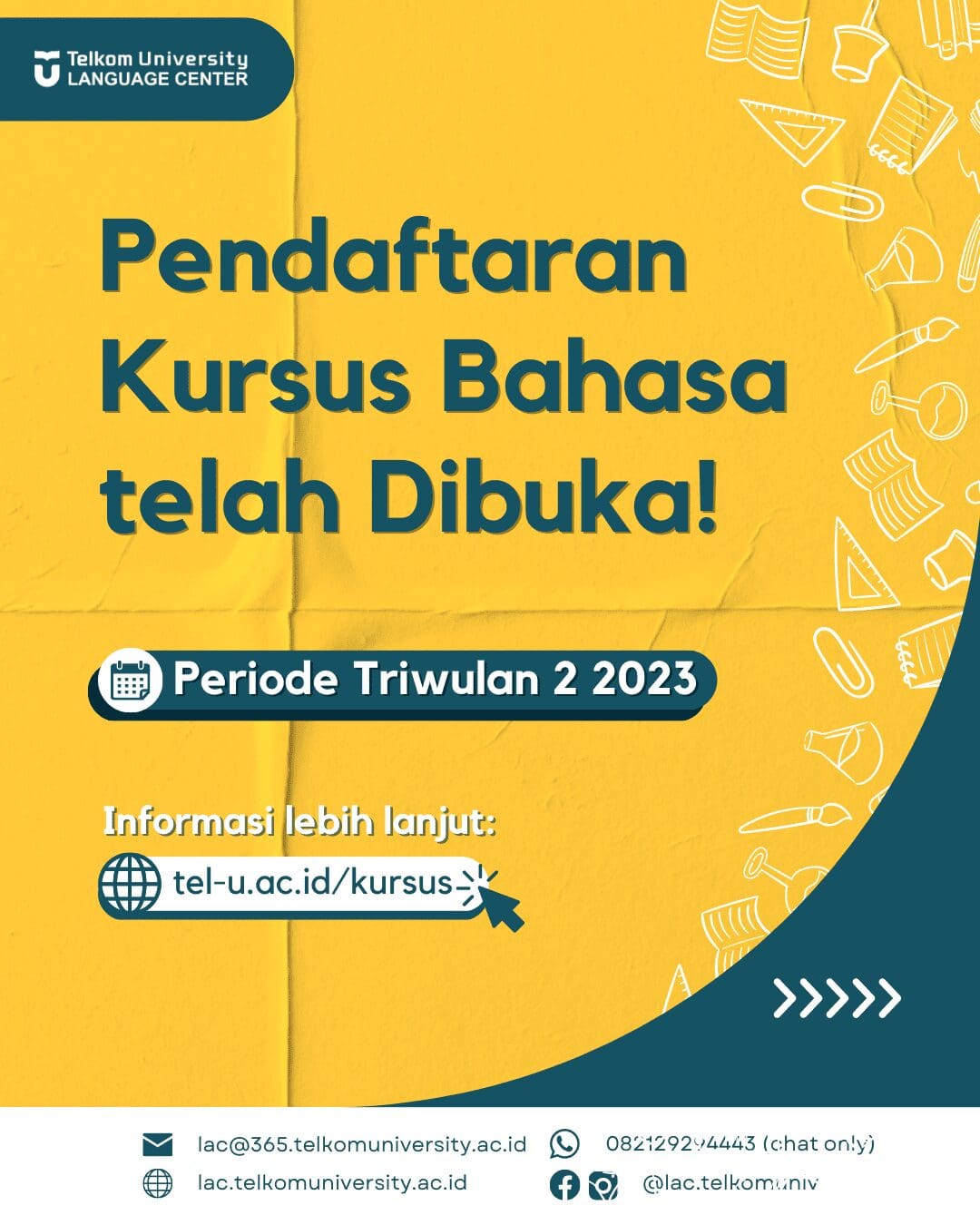 Pendaftaran Kursus Bahasa Telah Dibuka Telkom University Language Center