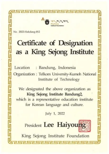 sertifikat resmi king sejong institute bandung 2