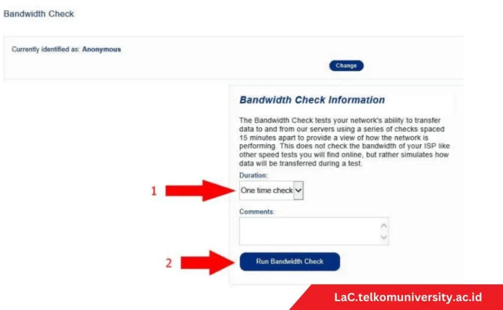 Bandwith Check Information TOEFL ITP