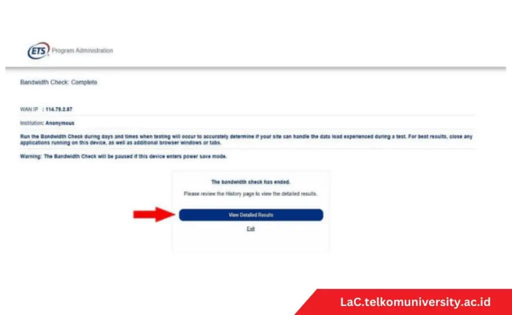 Hasil Bandwith Check TOEFL ITP