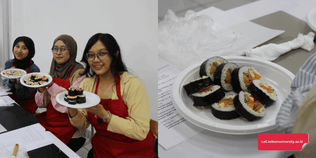 Peserta dengan Kimbap buatannya (kiri) dan Kimbap yang sudah selesai (kanan)