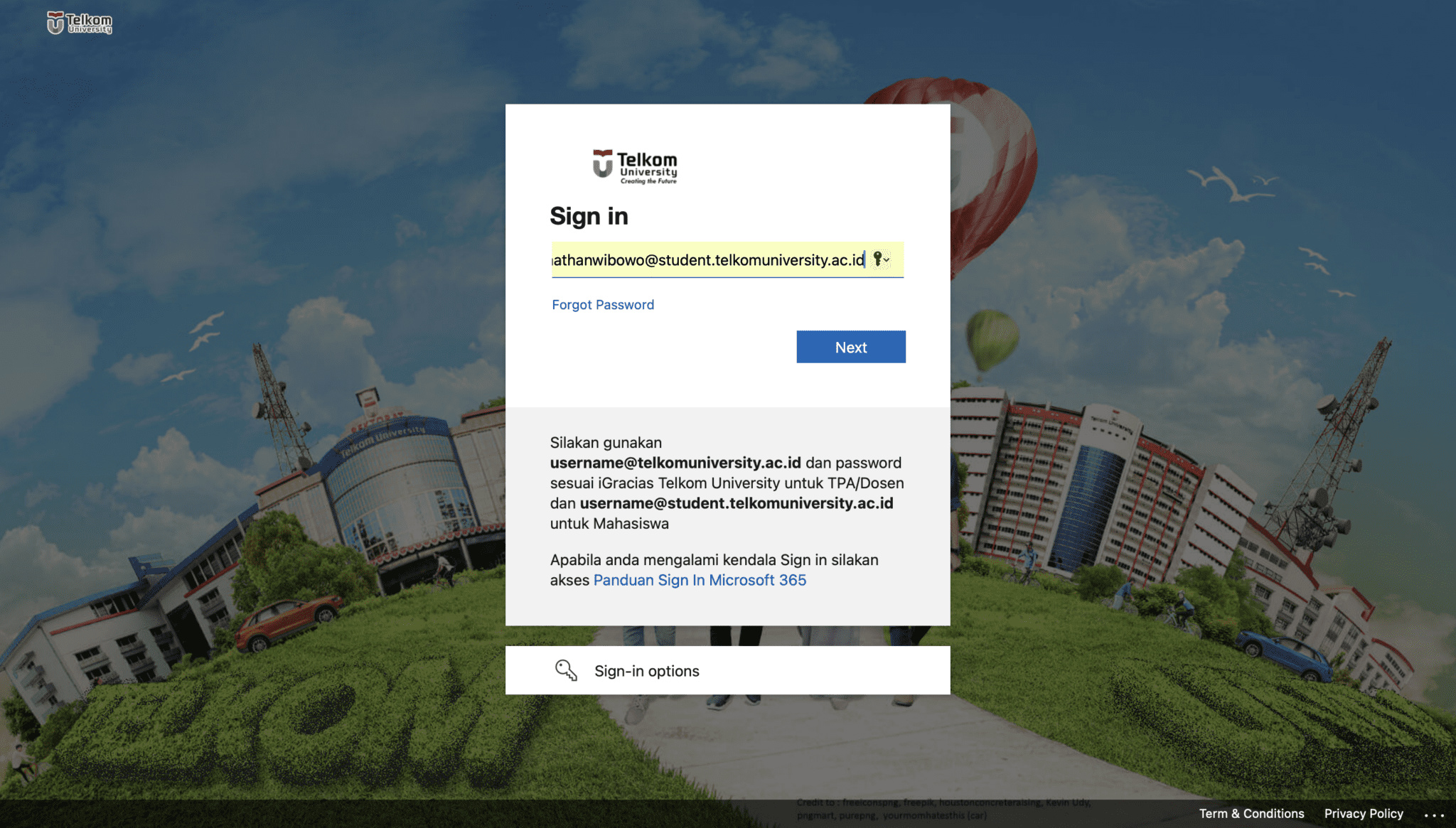Masukkan Username SSO/iGracias
