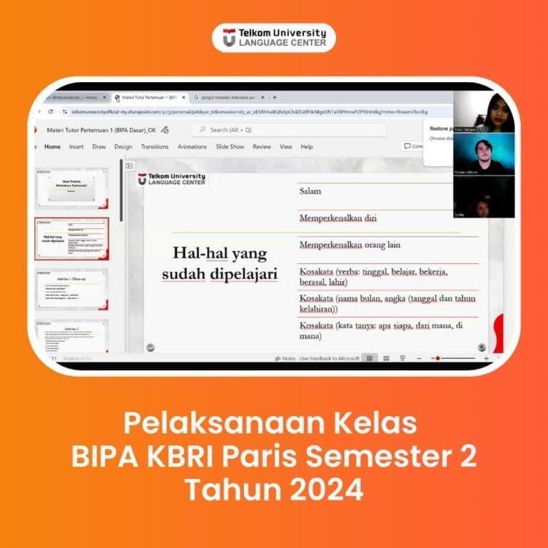 Pelaksanaan Kelas BIPA KBRI Paris Semester 2 Tahun 2024