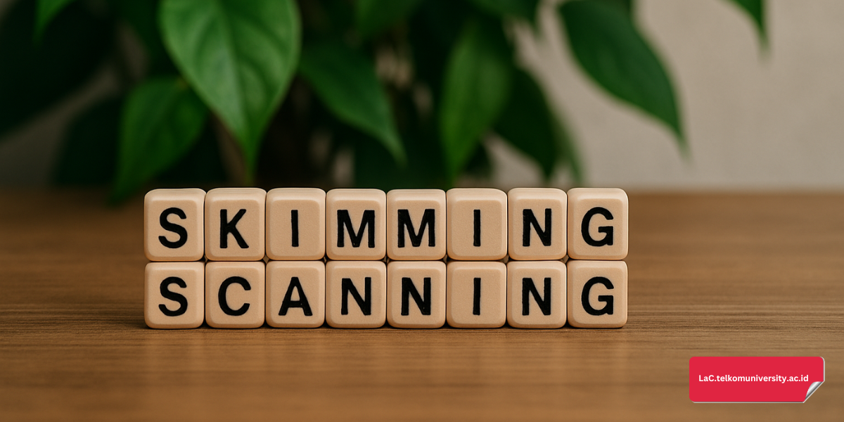 Ilustrasi tulisan skimming dan scanning