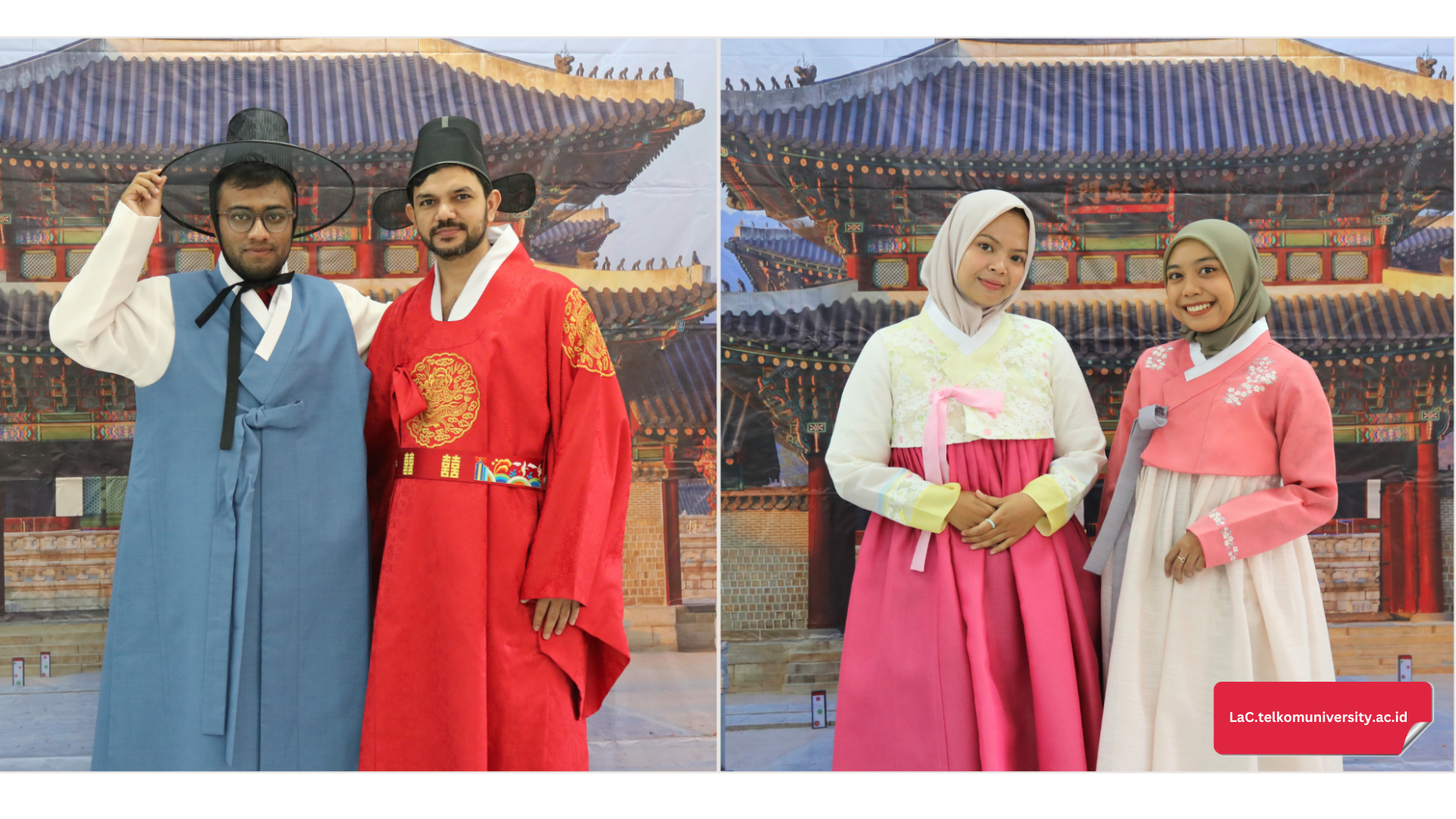 Para peserta mencoba memakai Hanbok