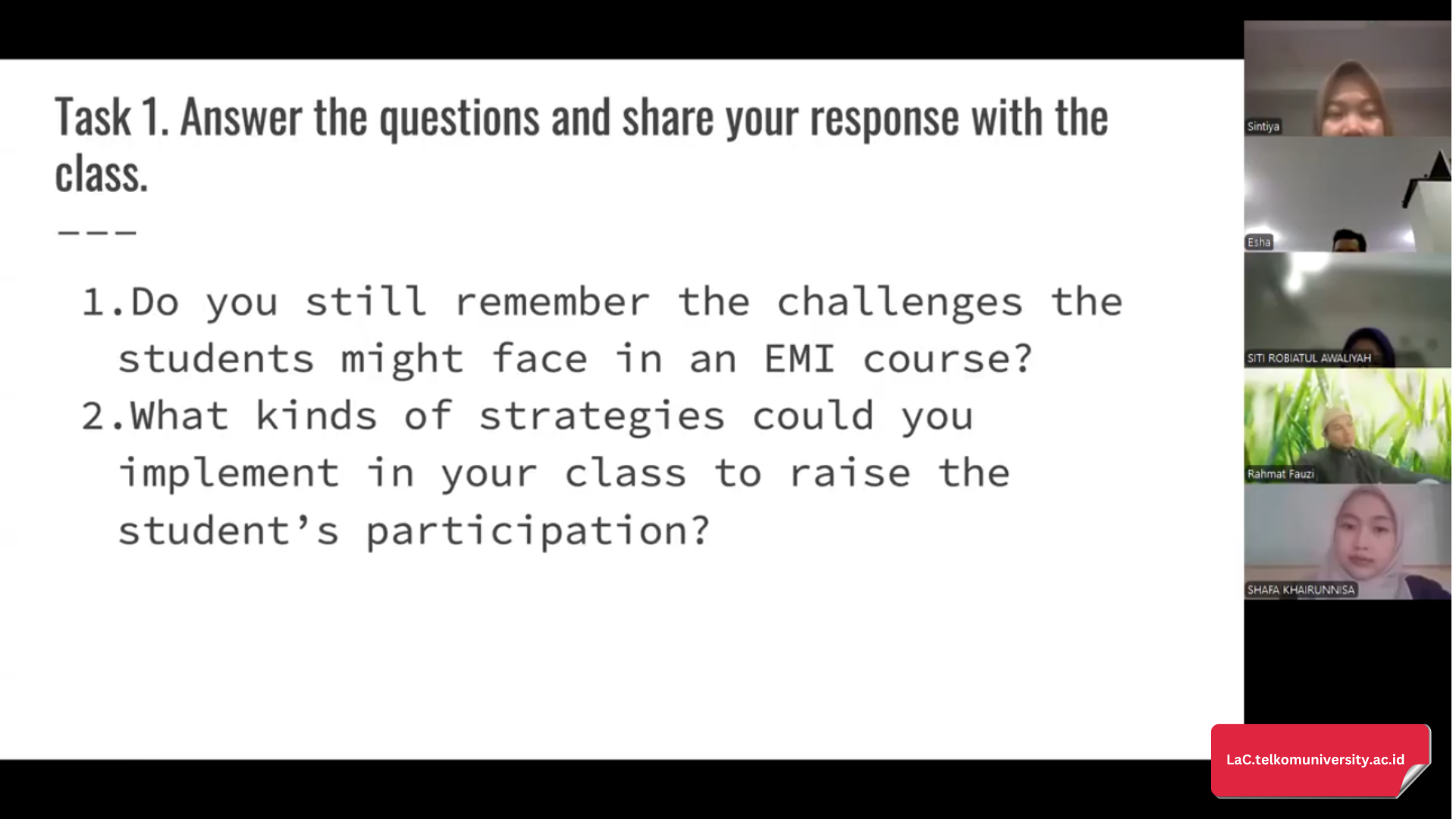 Para guru SMK Telkom Jakarta mengikuti pelatihan English for Teaching secara online 3