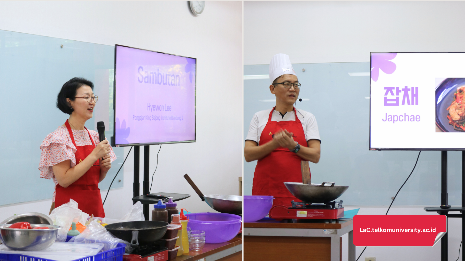 Sambutan oleh Ibu Hyewon Lee (kiri) dan Bapak Chang Ryul Jung (kanan)