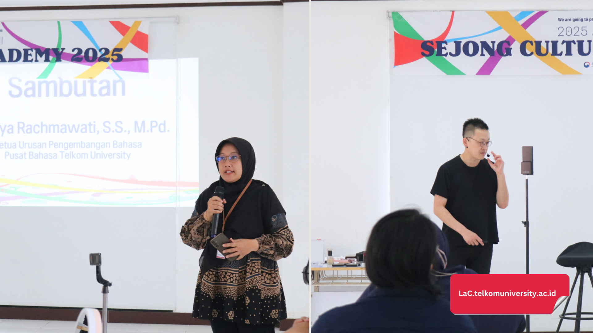 Sambutan oleh Ibu Anistya Rachmawati (kiri) dan Bapak Su Young Kim (kanan)