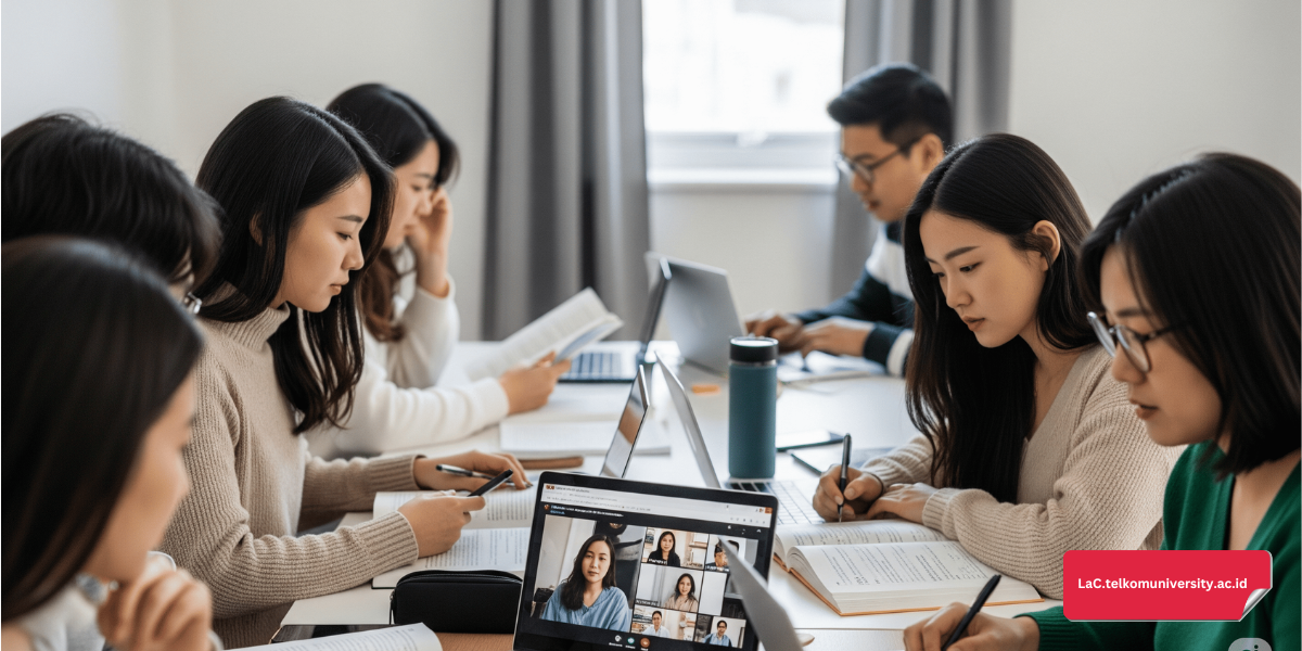 Mahasiswa sedang latihan TOEFL ITP online di laptop