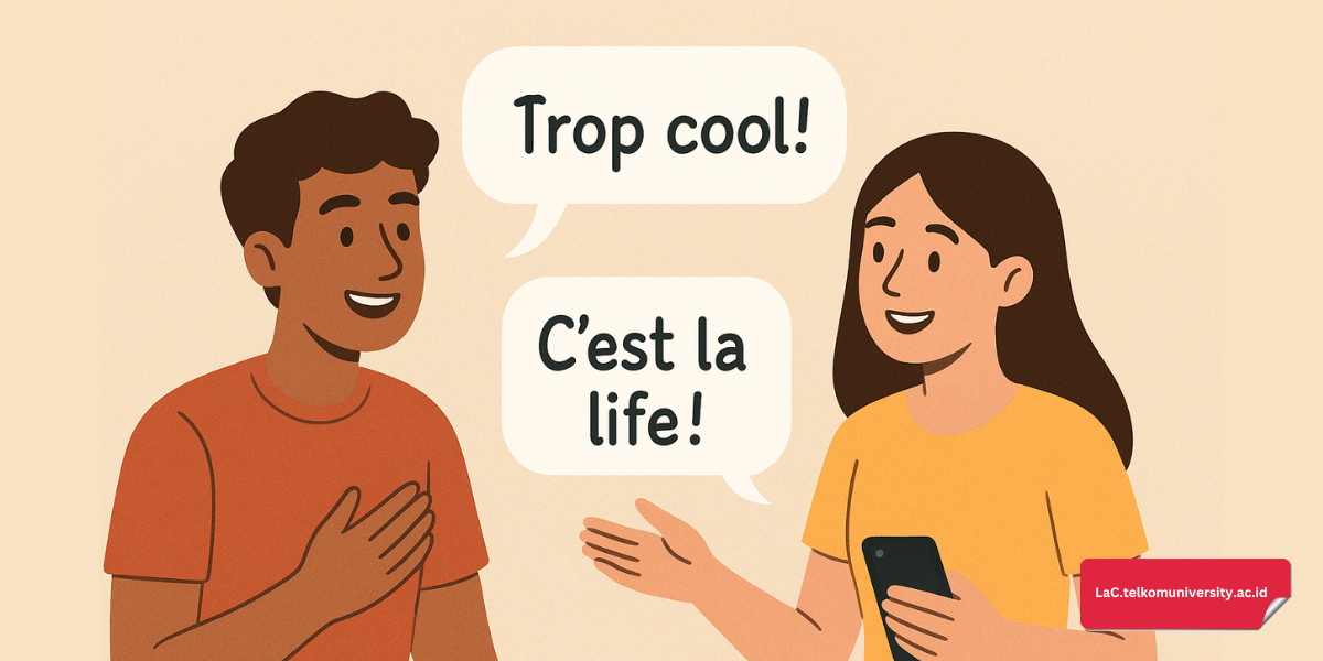 Ilustrasi percakapan santai Generasi Z menggunakan bahasa Prancis