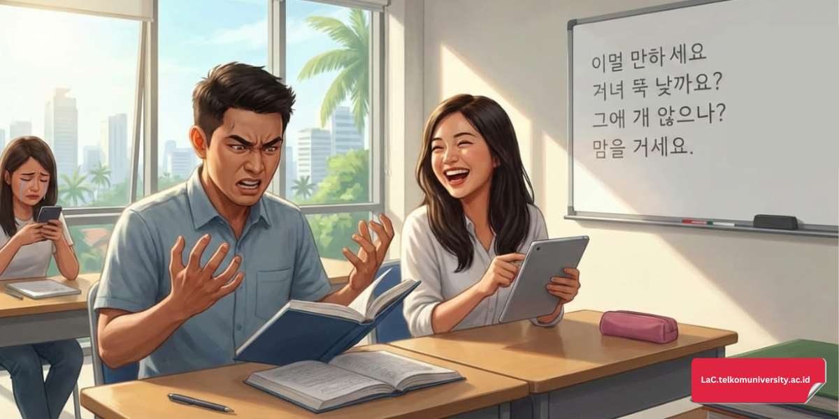 Mahasiswa belajar ungkapan emosi dalam Bahasa Korea di kelas