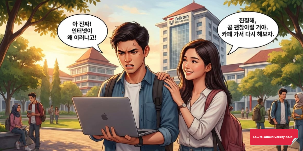 Percakapan mahasiswa kampus menggunakan ungkapan emosi Bahasa Korea