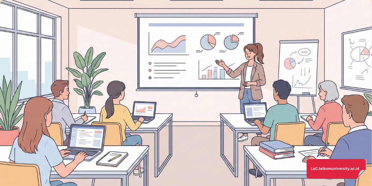 Suasana presentasi kampus menggunakan istilah akademik dalam Bahasa Inggris