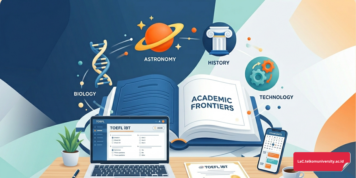 Tampilan layar laptop simulasi tes TOEFL iBT Reading section