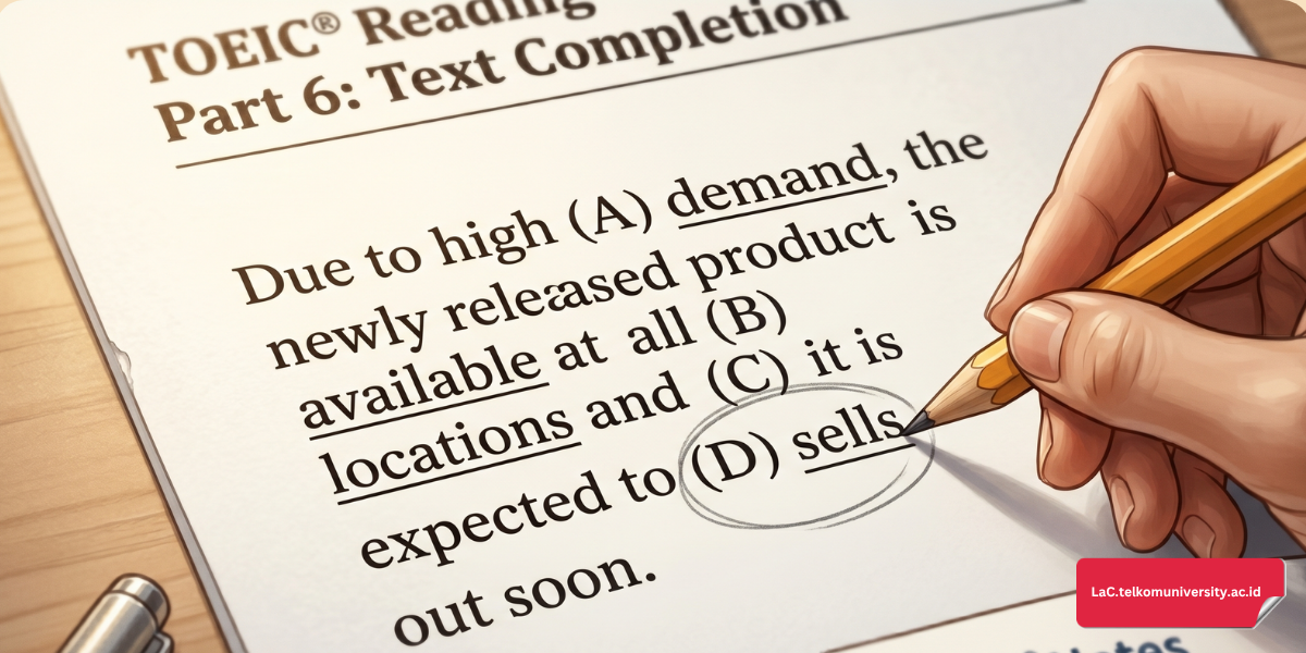 Contoh ilustrasi soal Error Recognition Part 6 di TOEIC