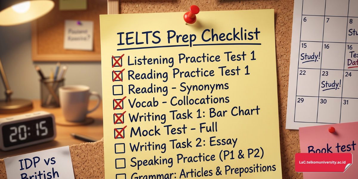Checklist final preparation IELTS lengkap mulai dari seminggu hingga hari-H ujian