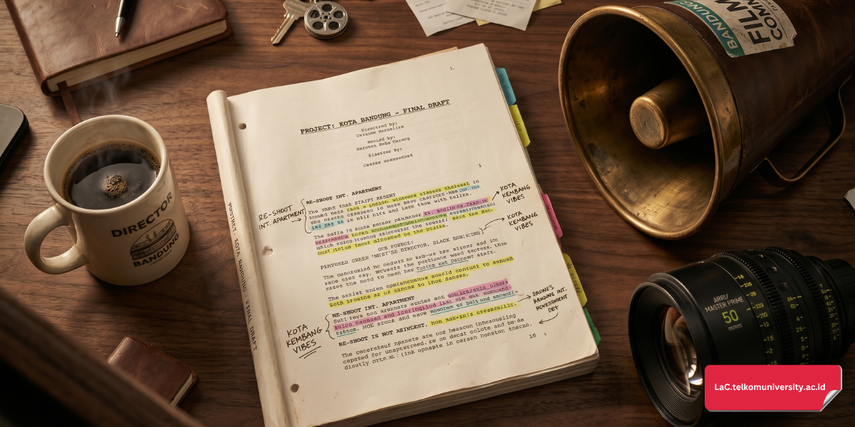 Gambar clapperboard film dengan daftar istilah perfilman dalam bahasa Inggris