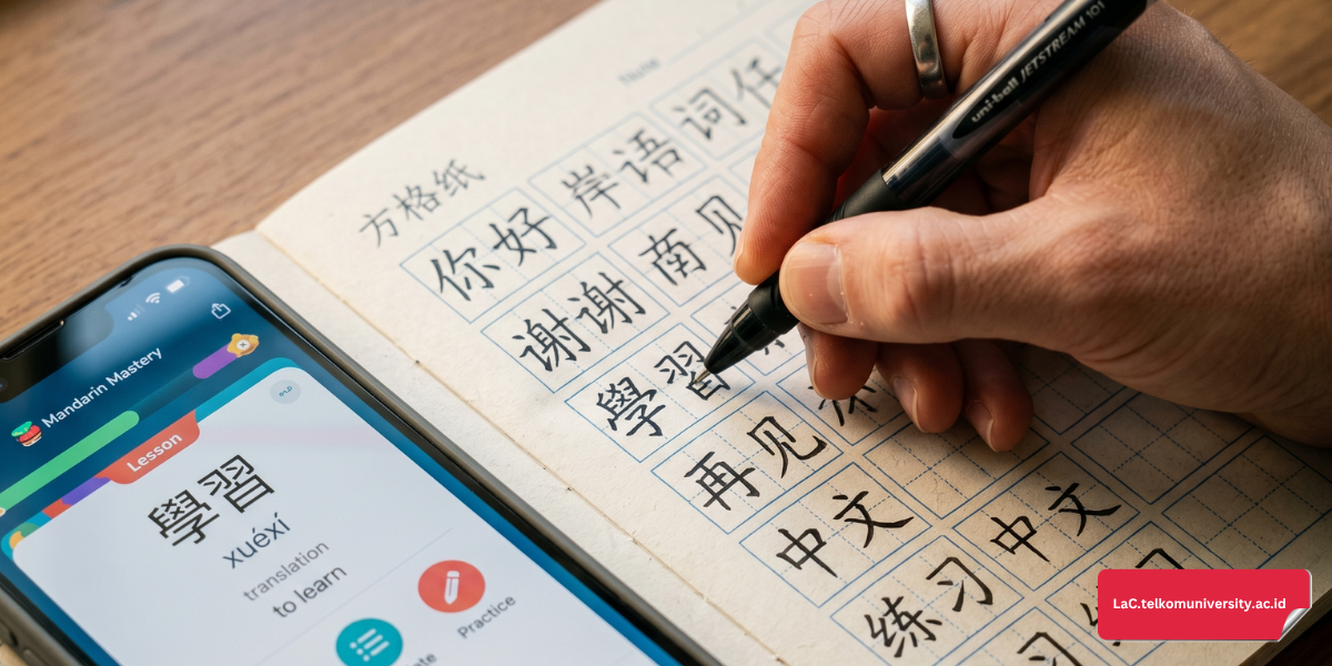 Infografis empat nada utama dalam pengucapan Pinyin bahasa Mandarin