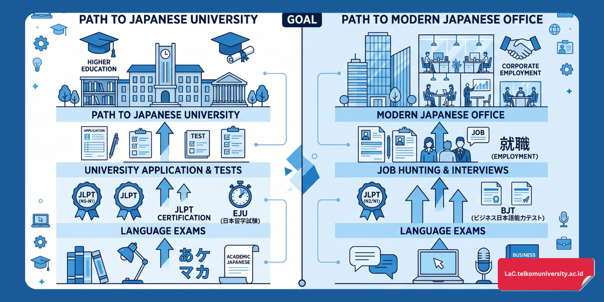Perbandingan tabel antara sertifikasi JLPT dan J-Test untuk memudahkan pemahaman