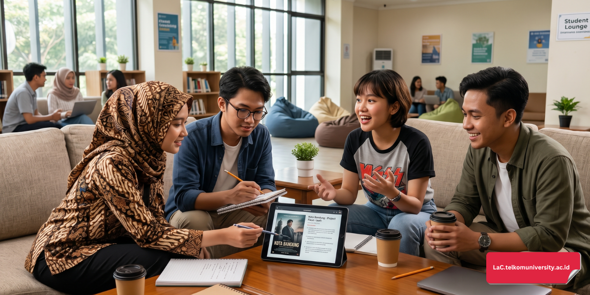 Suasana kelas English Conversation di Telkom University Language Center yang interaktif