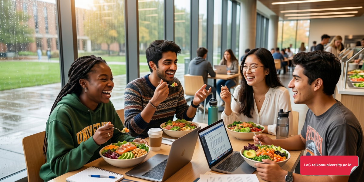 Mahasiswa sedang berdiskusi mengenai pola hidup sehat menggunakan bahasa Inggris