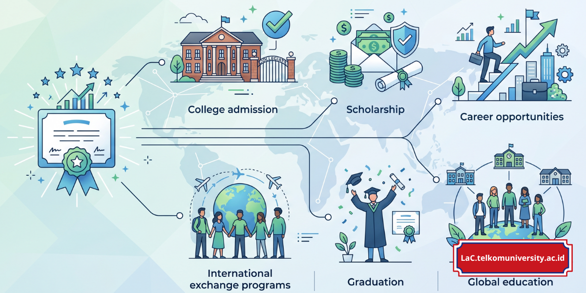 Infografis manfaat skor TOEFL ITP tinggi untuk beasiswa dalam dan luar negeri