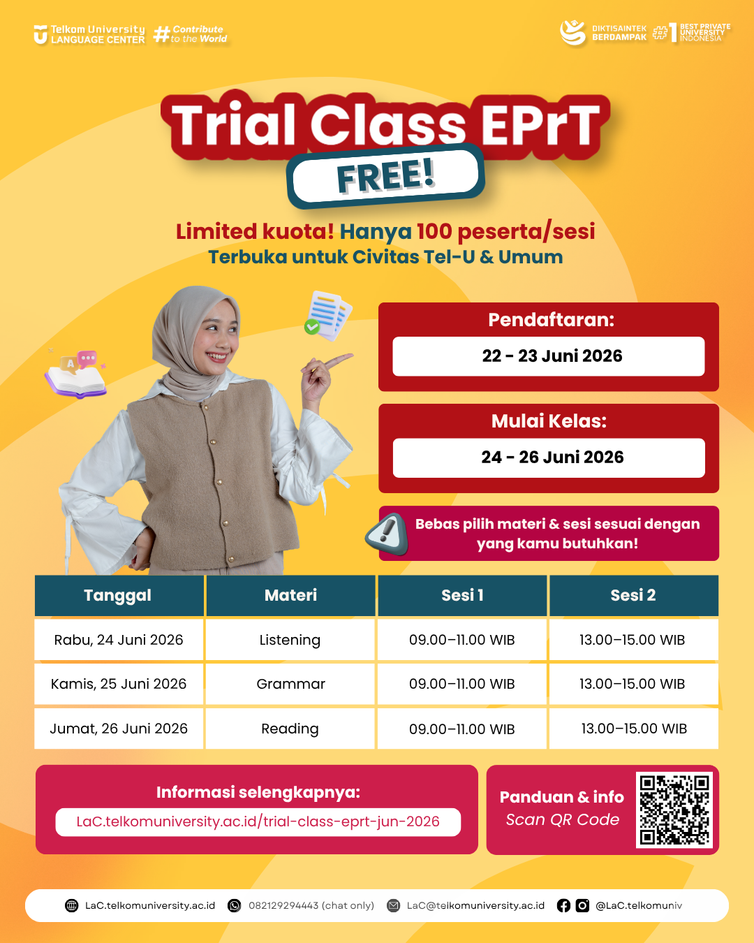 FREE Trial Class EPrT® Telkom University Hadir Kembali! FREE Trial Class EPrT® Telkom University Hadir Kembali!