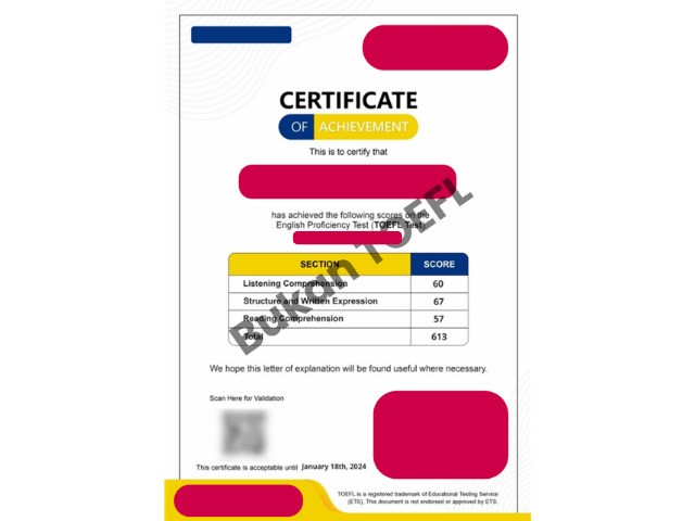Sertifikat atau dokumen hasil tes bukan TOEFL ITP 5