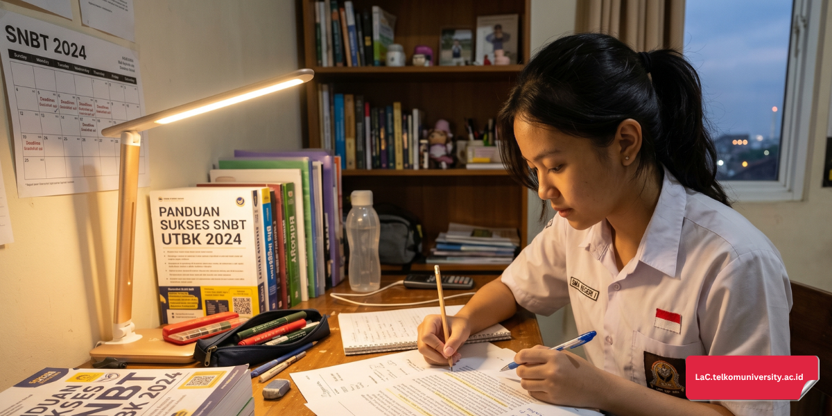 Siswa SMA menganalisis cara membedakan jawaban mirip soal SNBT di buku latihan dengan pensil dan catatan strategi