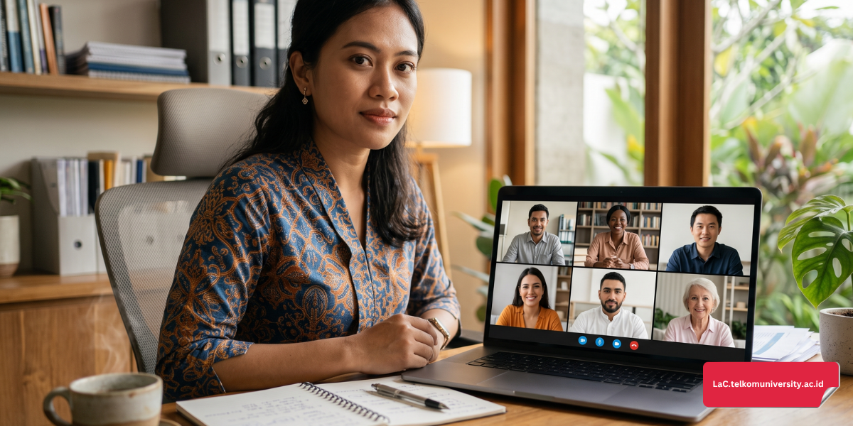 Peneliti menggunakan istilah bahasa Inggris kolaborasi riset internasional saat memperkenalkan diri dalam meeting daring bersama tim global