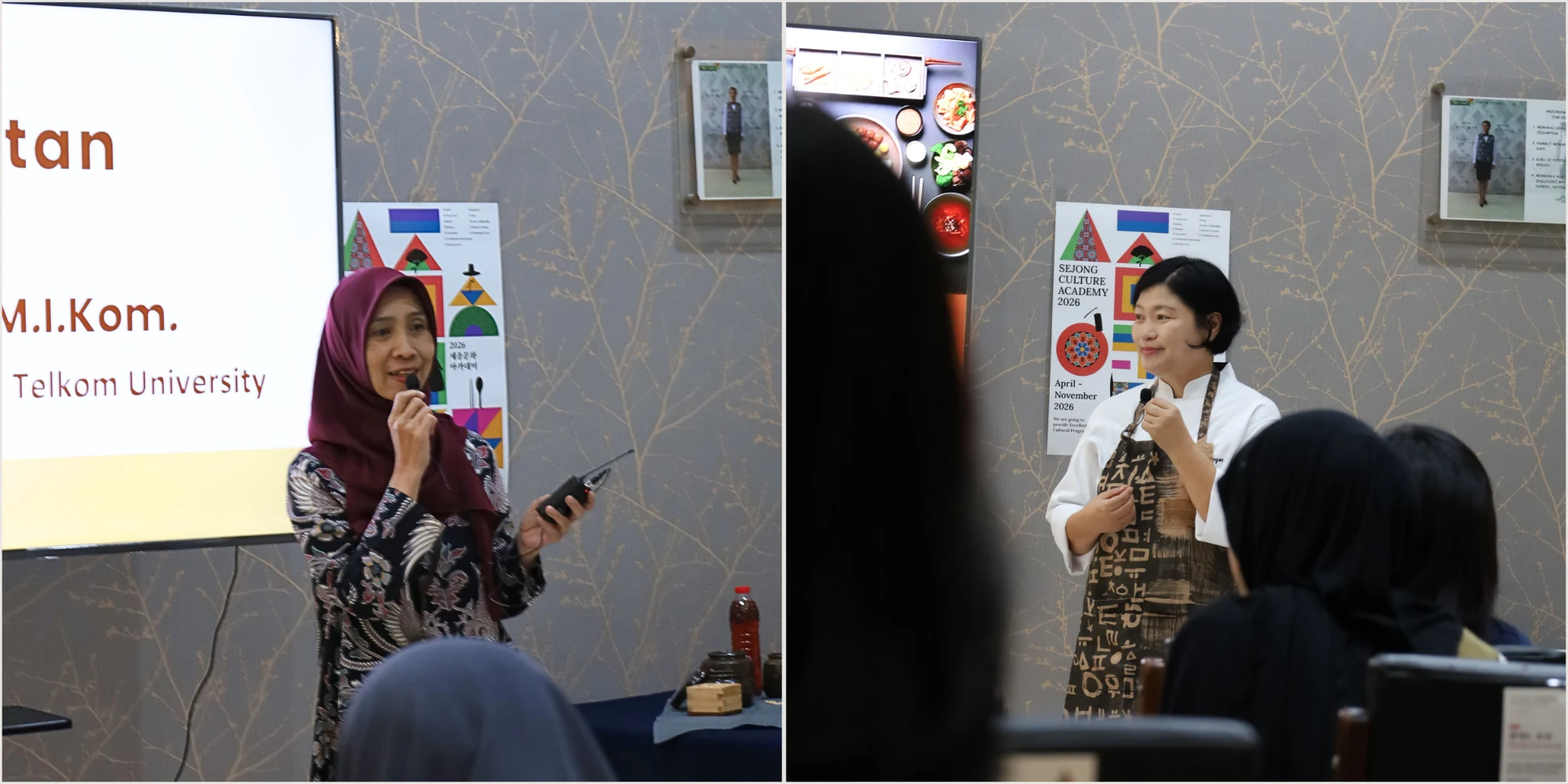 Sambutan dari Ibu Rika Yuliant (kiri) dan Ibu Min Kyong Ae (kanan)